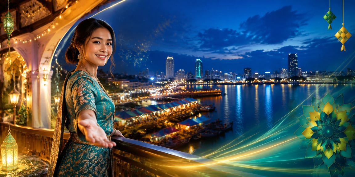 Suasana pertaruhan perayaan Hari Raya di Malaysia dengan tema Melayu